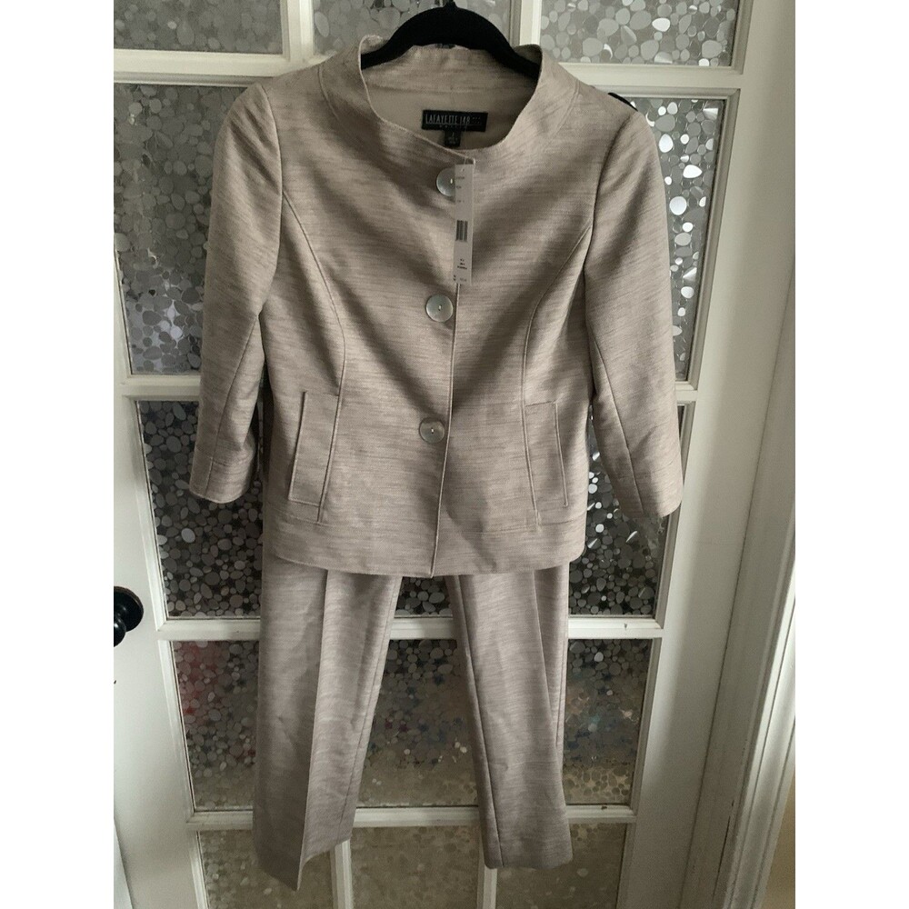 NWT Lafayette 148 New York Pantsuit Wool Blend 2 Petite 2P Jacket Pants All Year